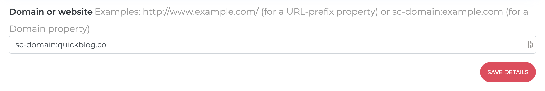 Quickblog - Domain or website field Quickblog - Domain or website field